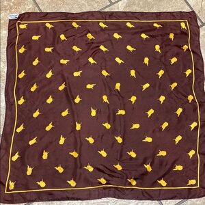 Vintage Brown Silk/Rayon Scarf with Yellow Accents